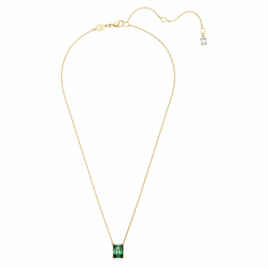 Swarovski lancic Stilla, Zelena, Zlatni ton, Rectangular