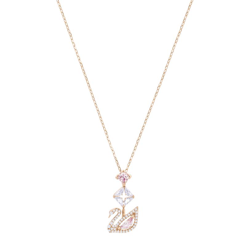 Swarovski lancic Swan, Roza, Rose ton, Swan