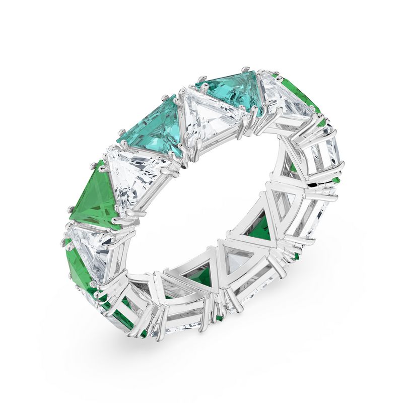 Swarovski prsten Millenia, Zelena, Bijeli ton