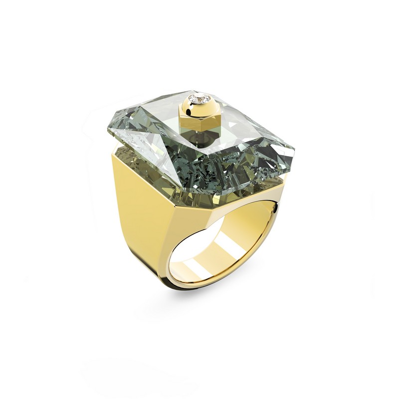Swarovski prsten Numina Cocktail, Siva, Zlatni ton, Octagon 60