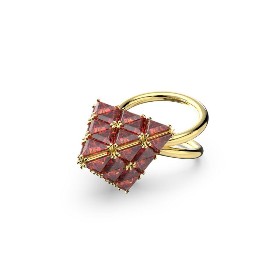 Swarovski prsten Curiosa Cocktail, Crvena, Zlatni ton, Triangle