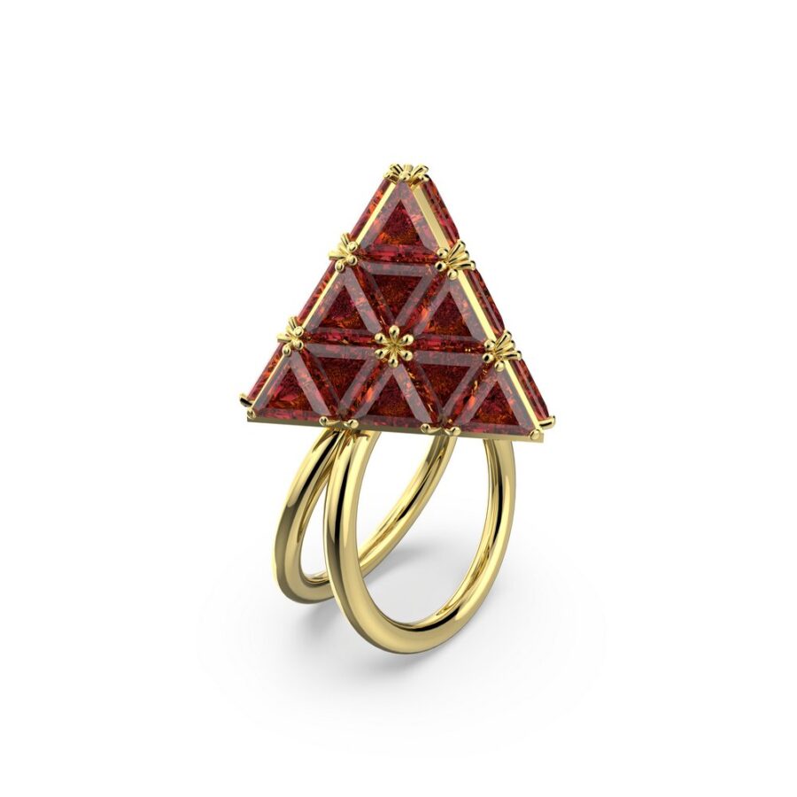 Swarovski prsten Curiosa Cocktail, Crvena, Zlatni ton, Triangle