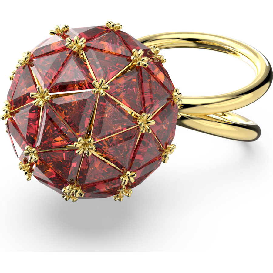 Swarovski prsten Curiosa Cocktail, Crvena, Zlatni ton, Triangle, Round