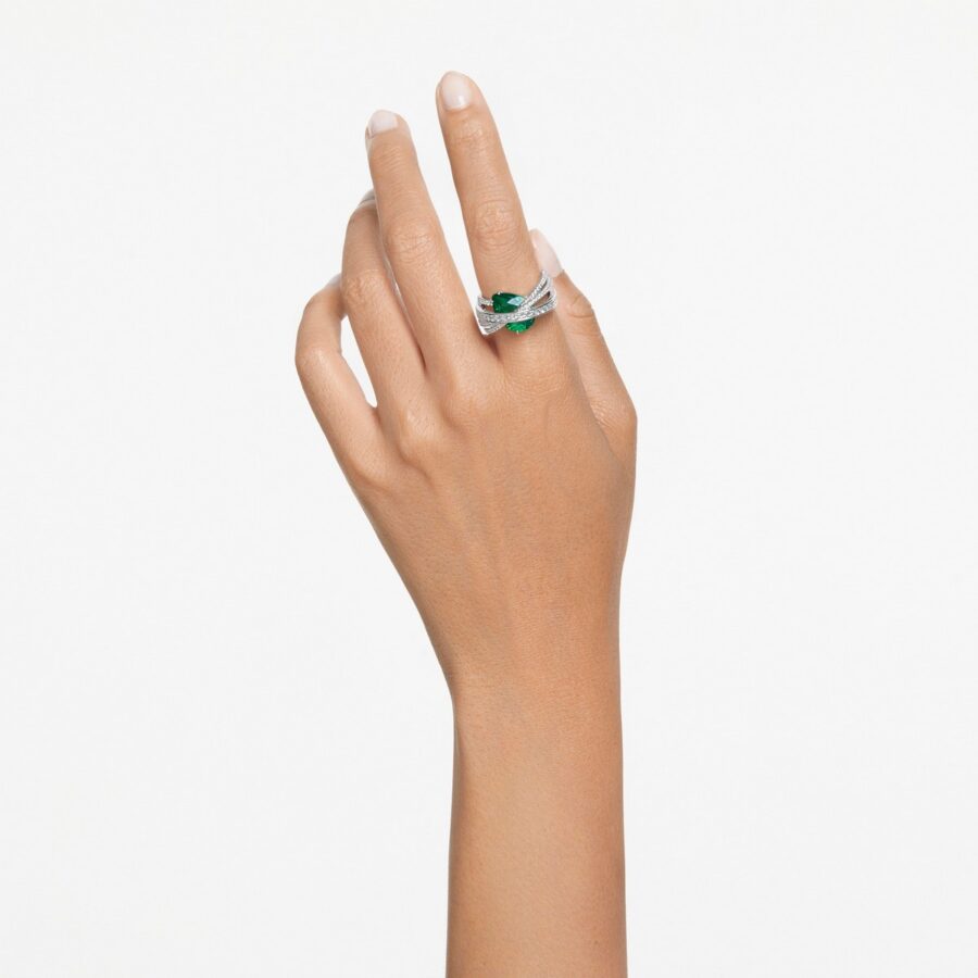 Swarovski prsten Hyperbola Cocktail, Zelena, Bijeli ton, Mix, Four