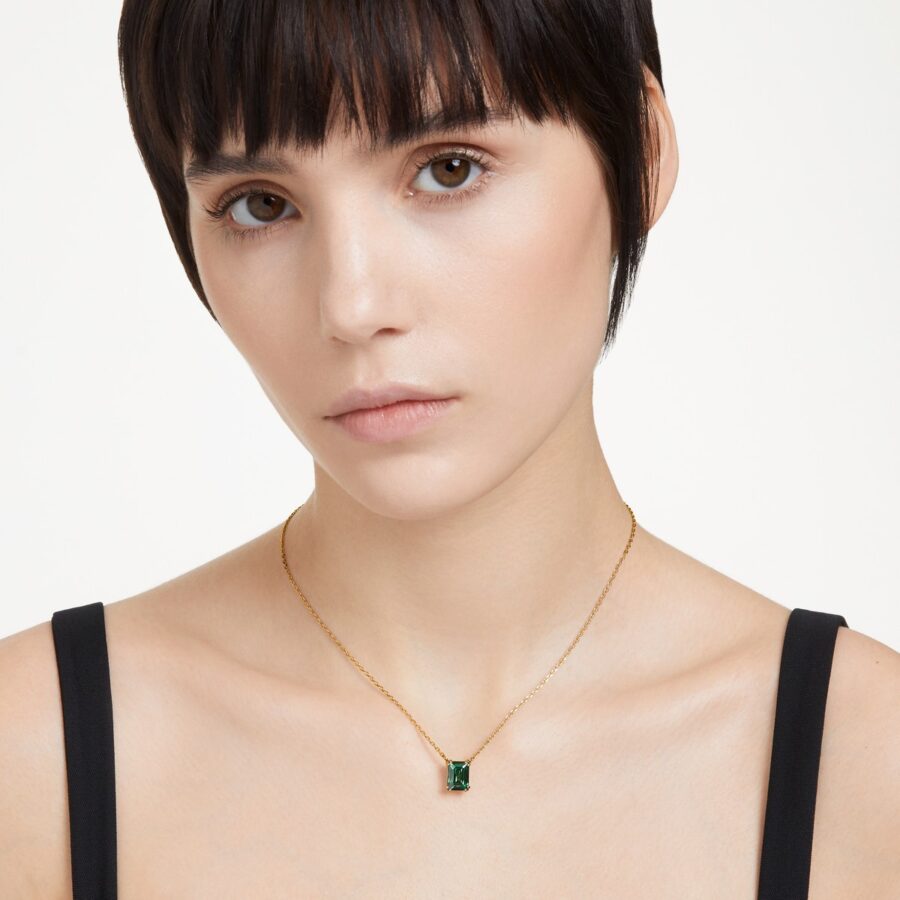Swarovski lancic Stilla, Zelena, Zlatni ton, Rectangular