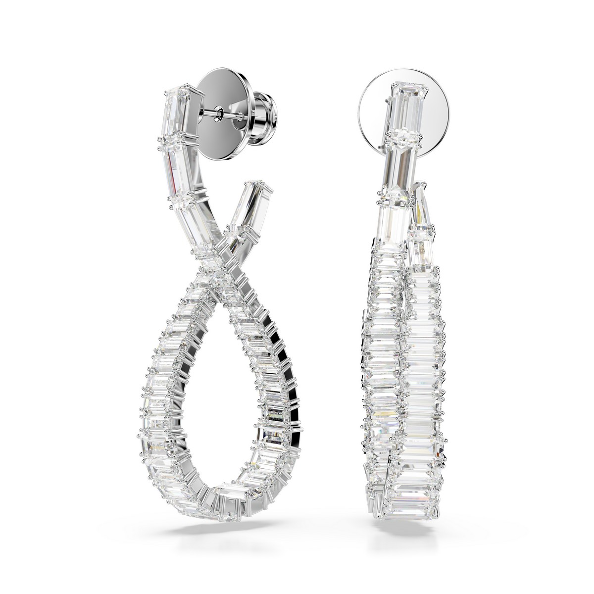 Swarovski naušnice Hyperbola Drop, Bijeli ton, Infinity