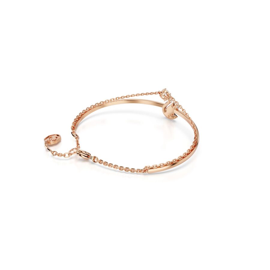 Swarovski narukvica Swan Bangle, Crna, Rose ton, Swan