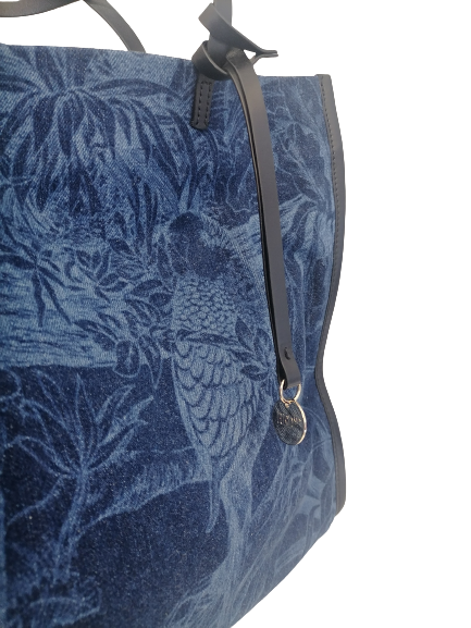 RED VALENTINO TOTE BAG BLUE SCURO/BLACK
