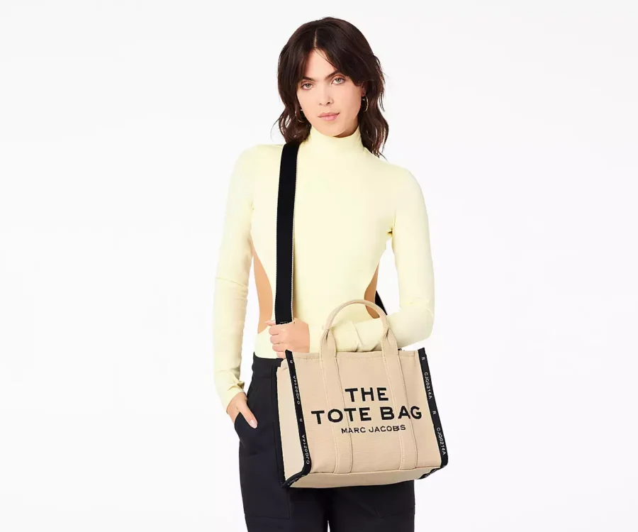 MARC JACOBS THE JACQUARD MEDIUM TOTE BAG WARM SAND