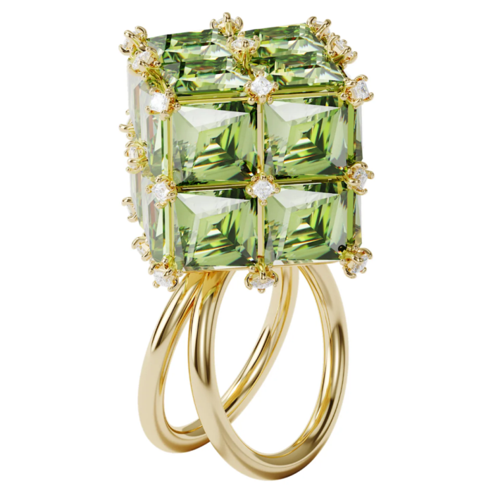 Swarovski prsten Curiosa Cocktail, Zelena, Zlatni ton, Square