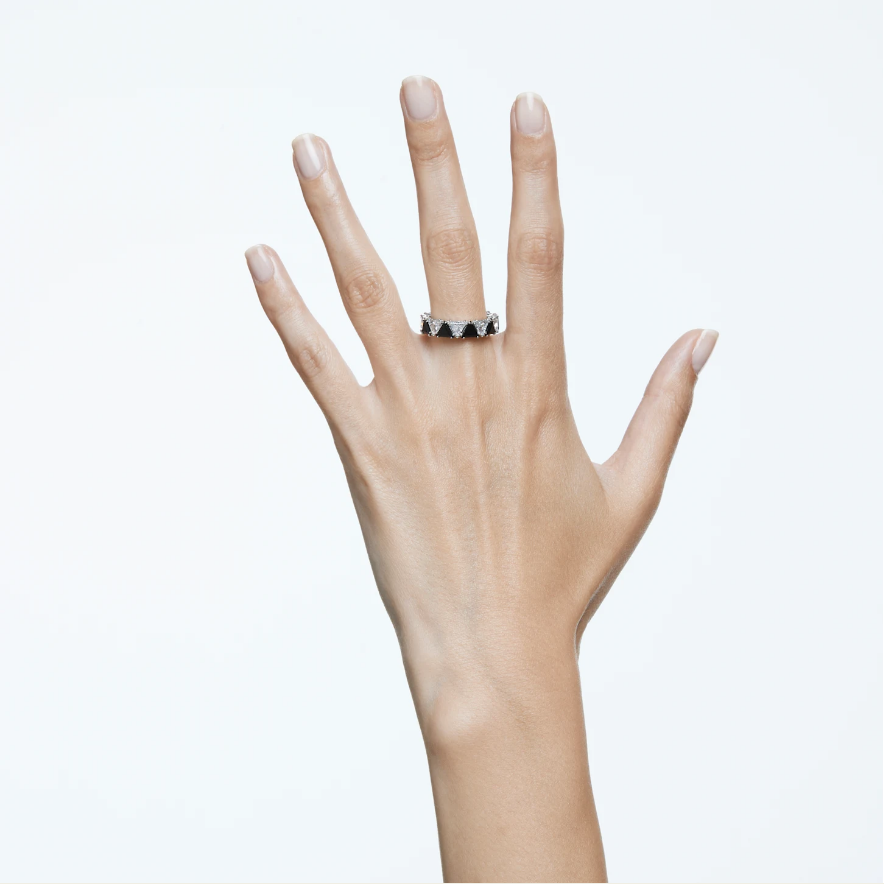 Swarovski prsten Millenia, Crna, Bijeli ton, 58