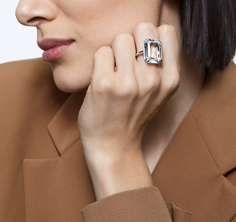 Swarovski prsten Mesmera Cocktail, Bijeli ton, Octagon