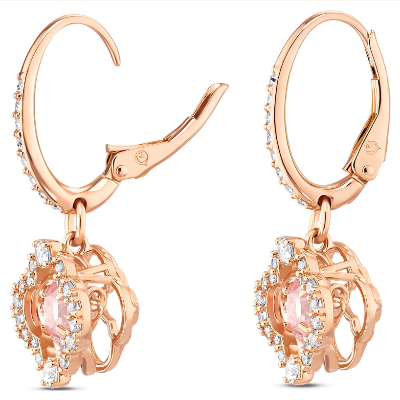 Swarovski naušnice Una, Roza, Rose ton, Clover