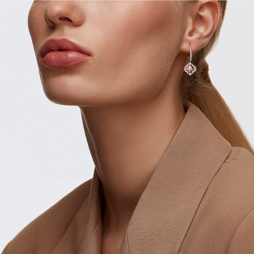 Swarovski naušnice Una, Roza, Rose ton, Clover