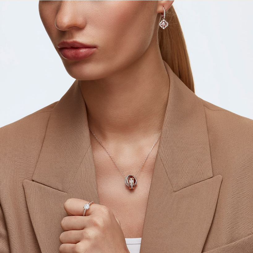 Swarovski naušnice Una, Roza, Rose ton, Clover