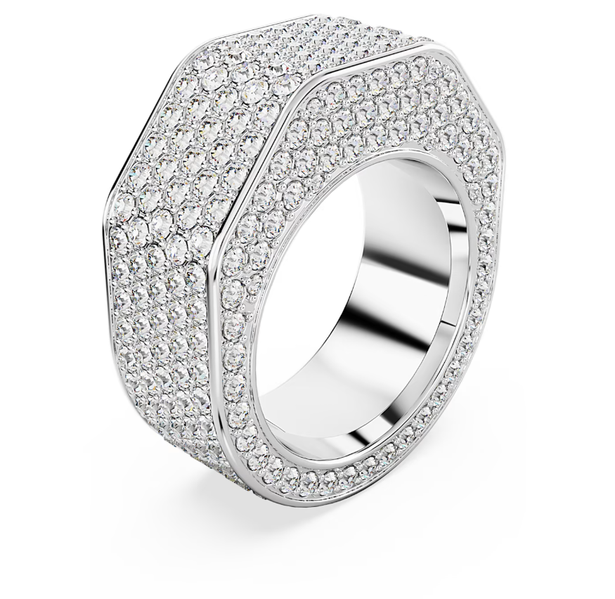 Swarovski prsten Dextera, Bijeli ton, Octagon, Pavé