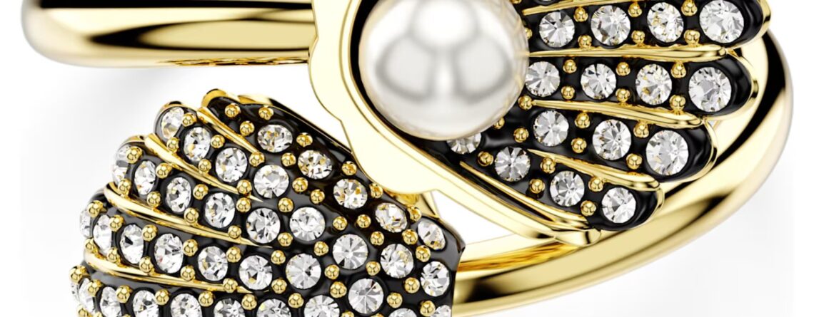 Swarovski prsten Idyllia Open, Zlatni ton, Shell, Crystal pearl