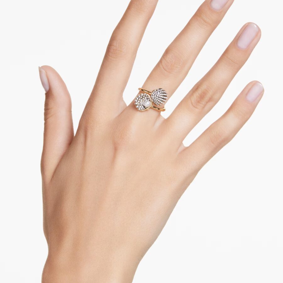 Swarovski prsten Idyllia Open, Zlatni ton, Shell, Crystal pearl