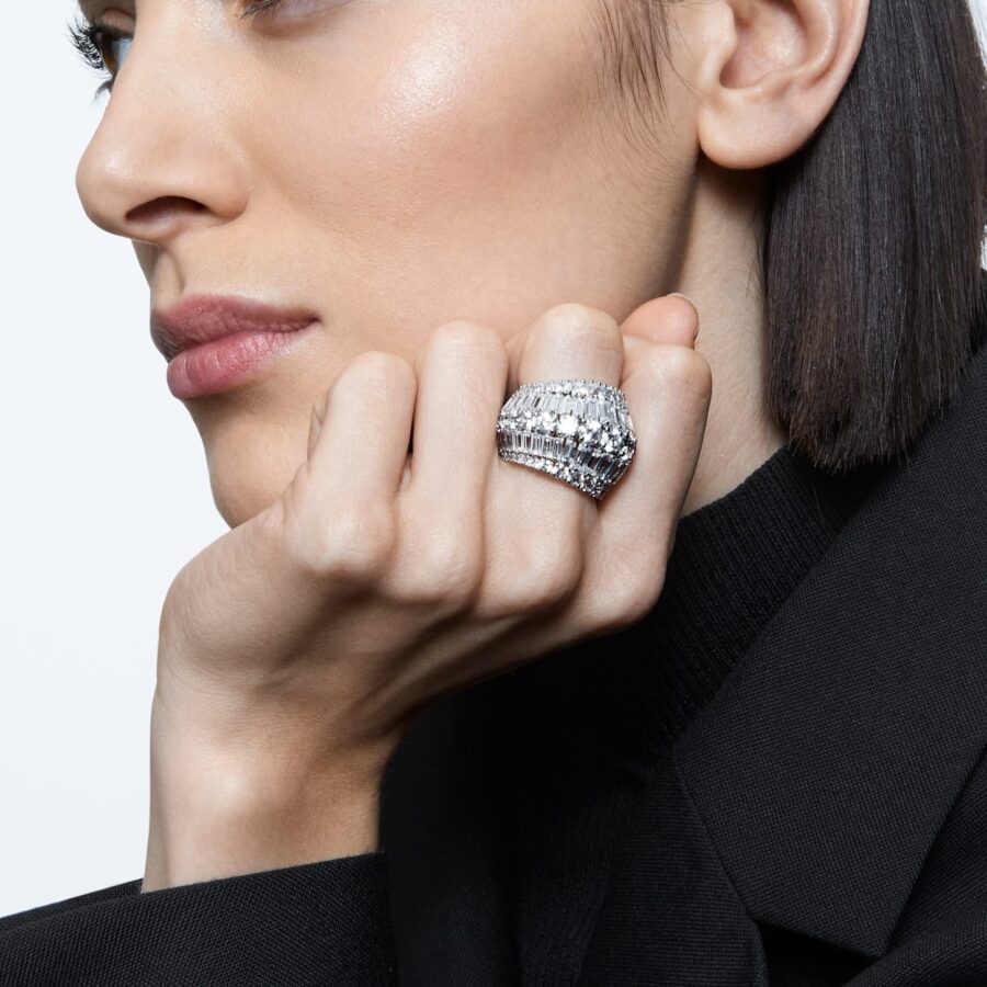 Swarovski prsten Hyperbola Cocktail, Bijeli ton