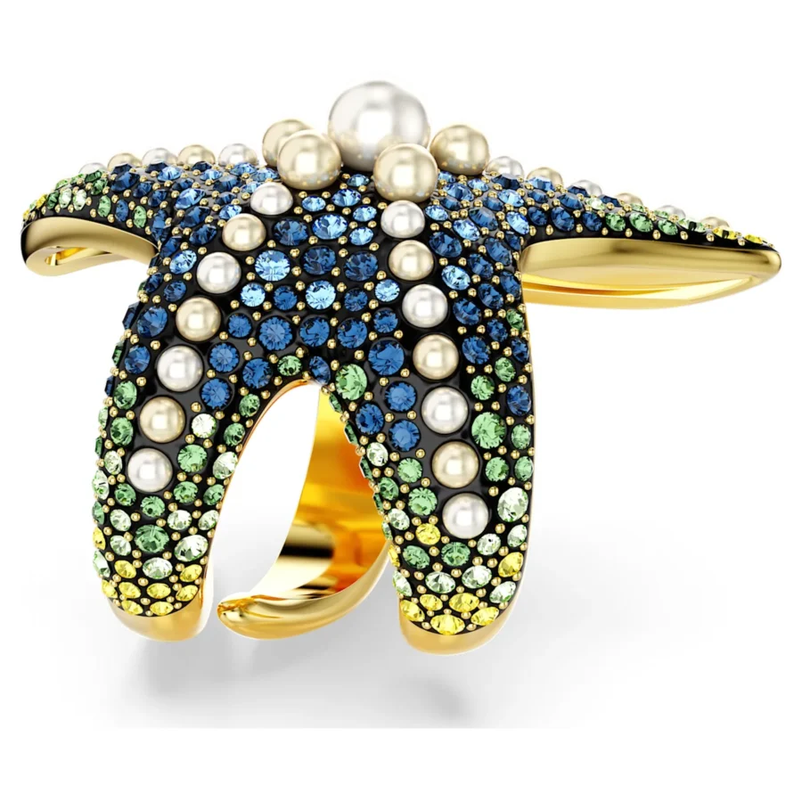 Swarovski prsten Idyllia Cocktail, Višebojna, Zlatni ton, Crystal pearls, Starfish
