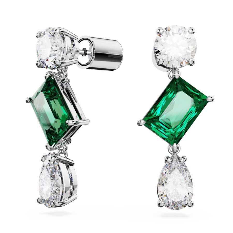 Swarovski naušnice Mesmera Drop, Zelena, Bijeli ton, Mix