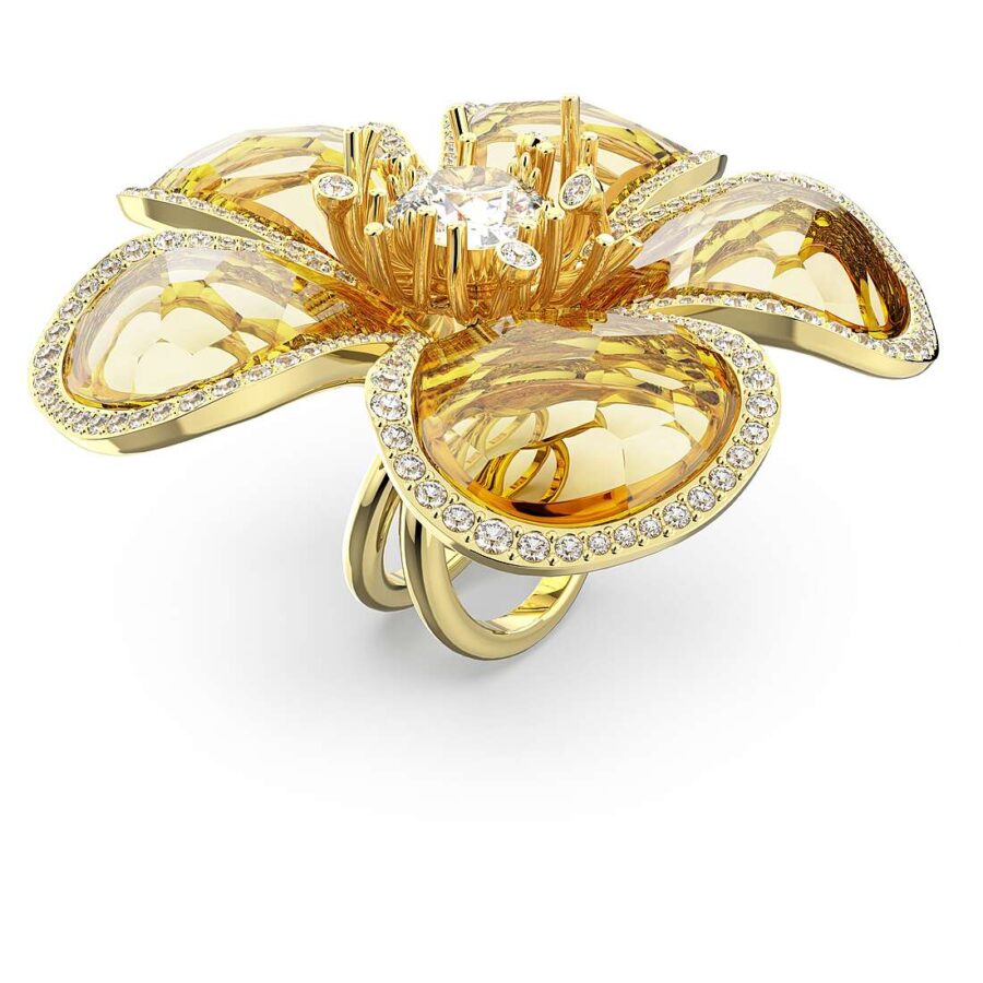 Swarovski Florere prsten Cocktail, Žuta, Zlatni ton, Flower