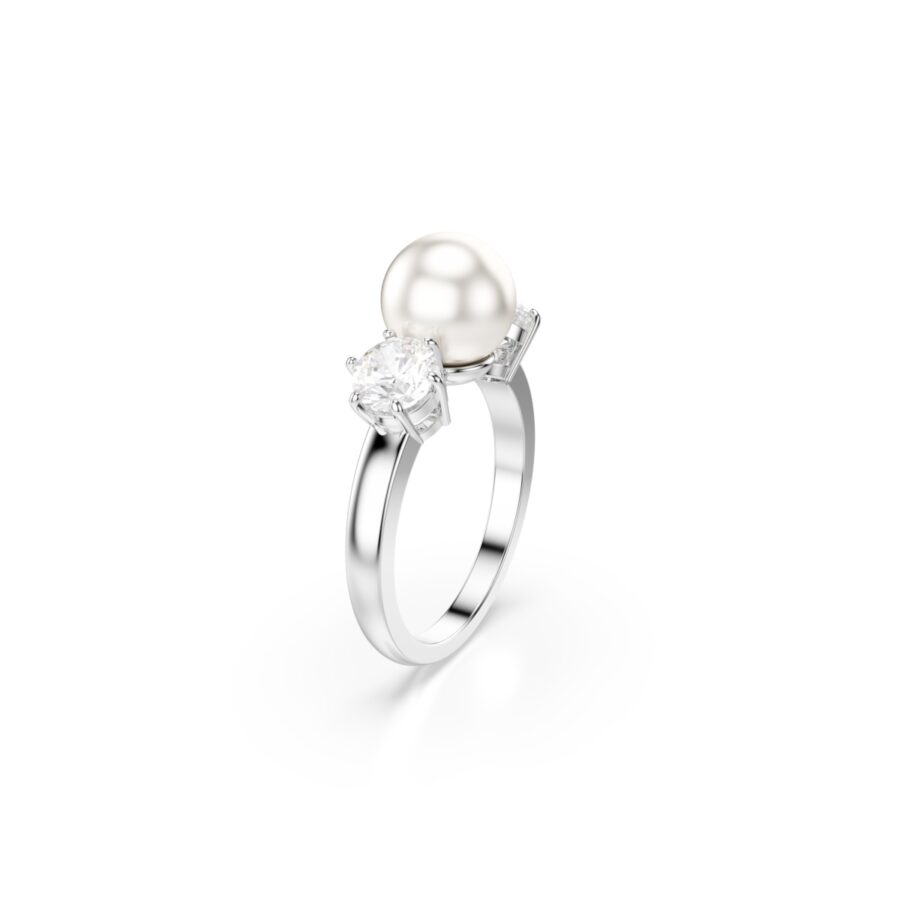Swarovski prsten Matrix Cocktail, Bijeli ton, Crystal pearl, Round