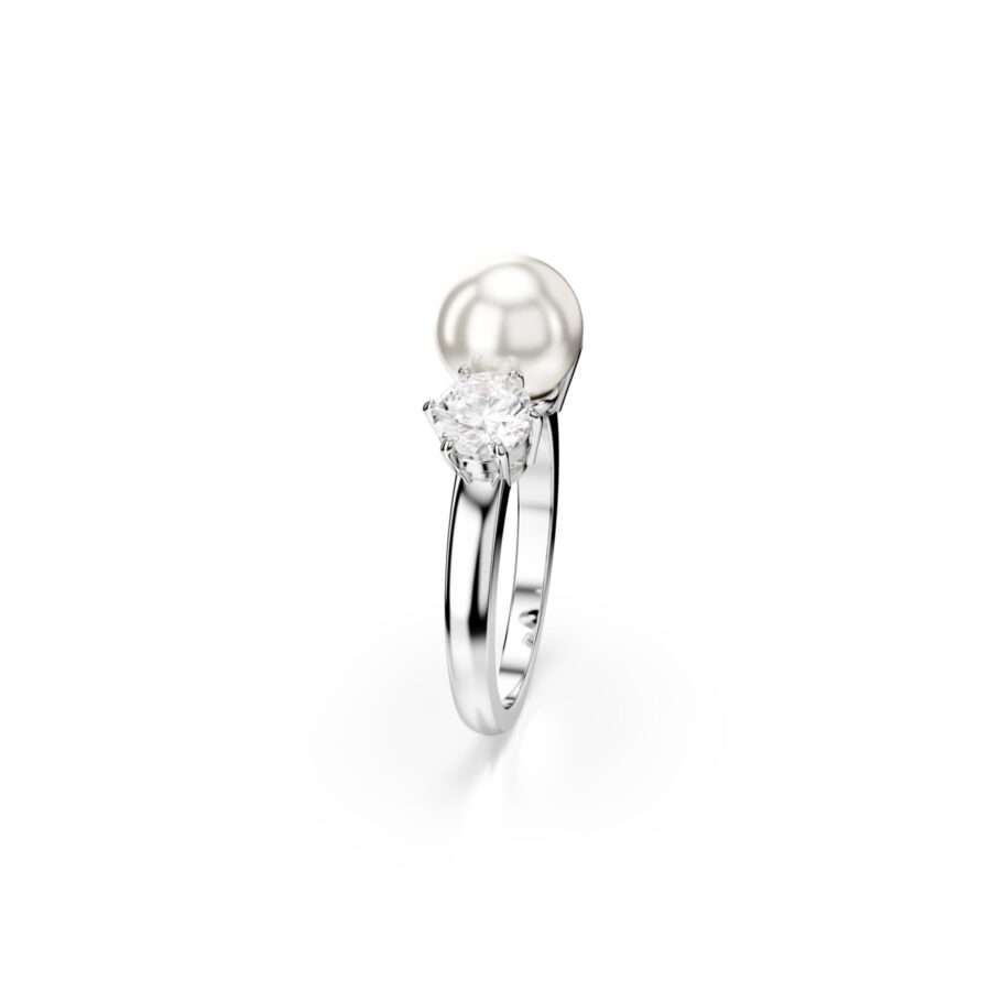 Swarovski prsten Matrix Cocktail, Bijeli ton, Crystal pearl, Round