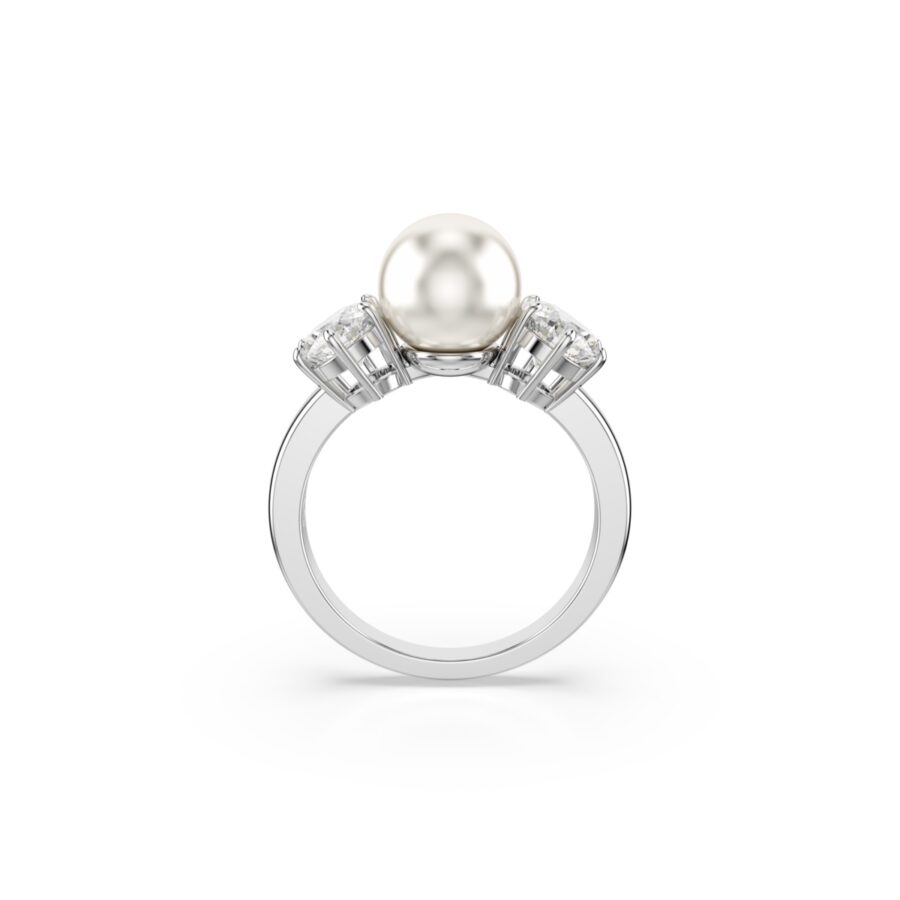 Swarovski prsten Matrix Cocktail, Bijeli ton, Crystal pearl, Round