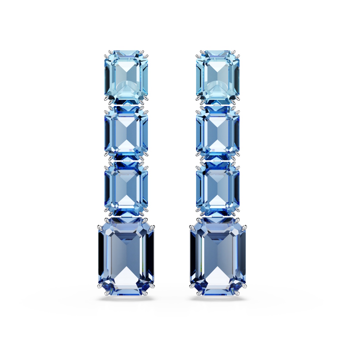 Swarovski naušnice Millenia Drop, Plava, Bijeli ton, Octagon