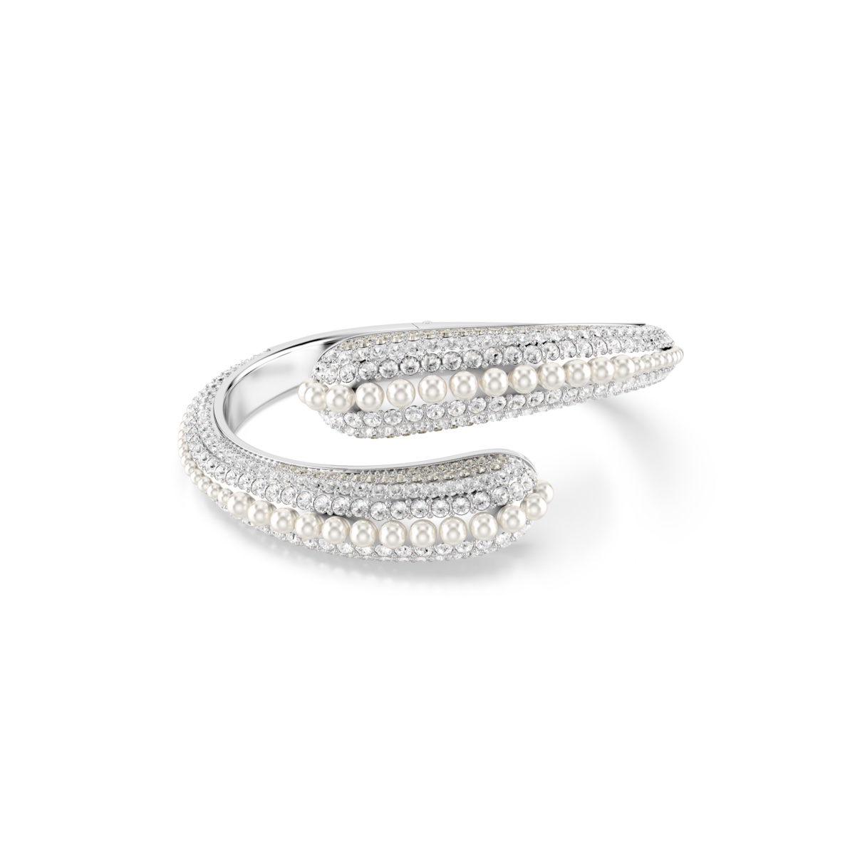 Swarovski narukvica Sublima Cuff, Bijeli ton, Crystal pearl, Round