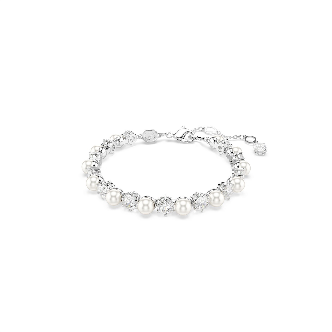 Swarovski narukvica Matrix Tennis, Bijeli ton, Crystal Pearl, Round