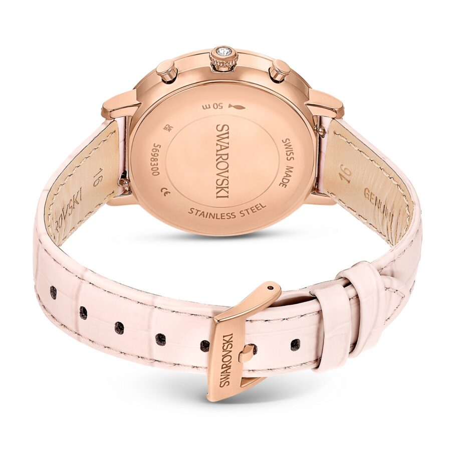Swarovski Sat Tennis Chrono, Roza, Rosegold ton, Leather