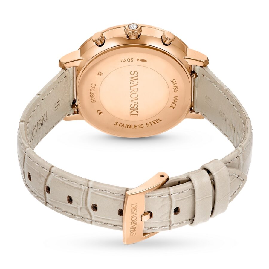 Swarovski Sat Tennis Chrono, Bež, Rosegold ton, Leather