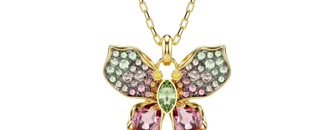 Swarovski Lancic Idyllia, Višebojna, Zlatni ton, Pavé, Leptir