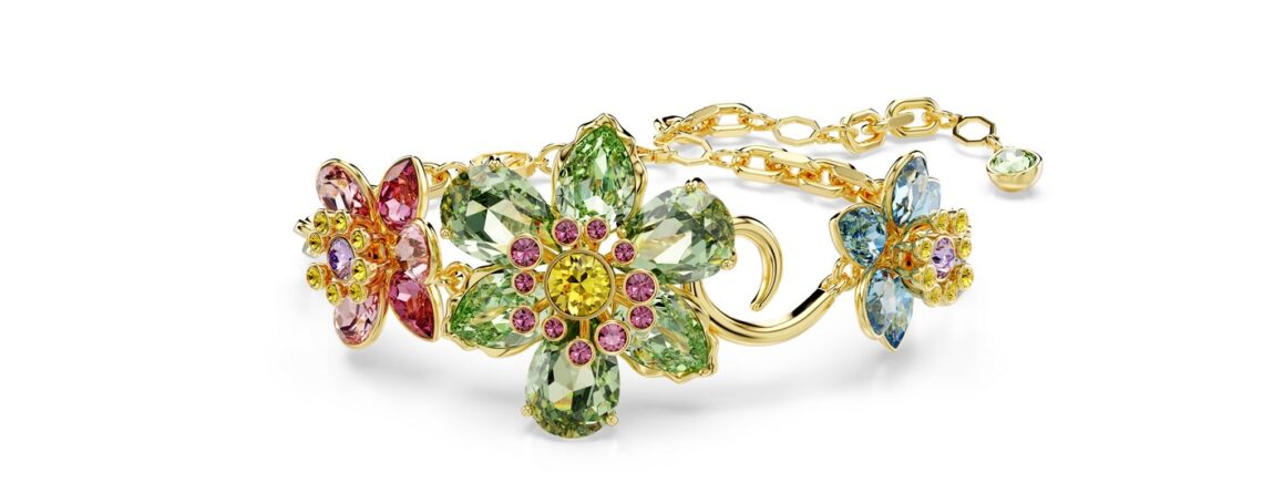 Swarovski Narukvica Idyllia, Višebojna, Zlatni ton, Cvijet