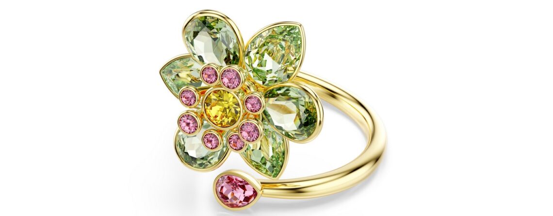 Swarovski Prsten Idyllia, Zelena, Cvijet