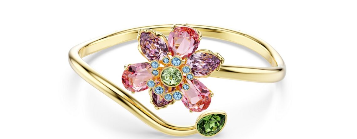 Swarovski Narukvica Bangle Idyllia, Višebojna, Zlatni ton, Cvijet