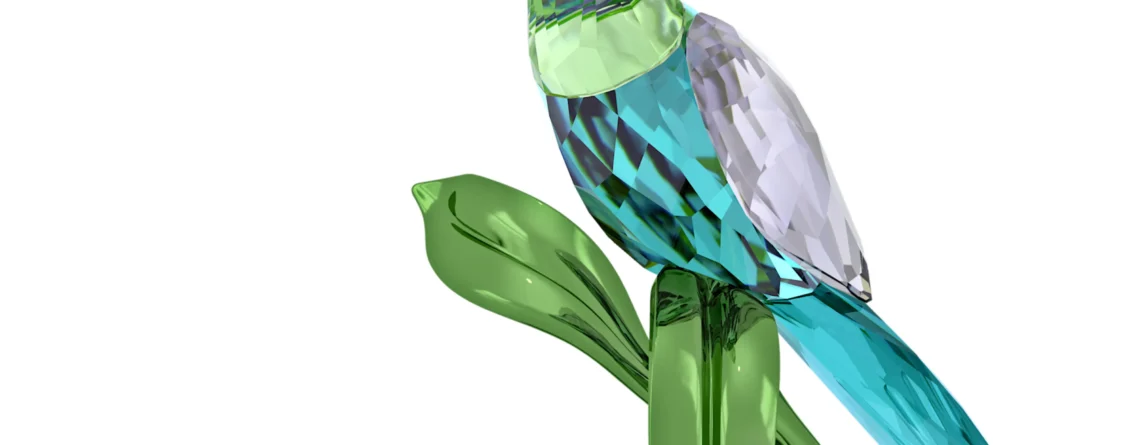 Swarovski kristalna figura Idyllia Ptica - Zeleni Turako