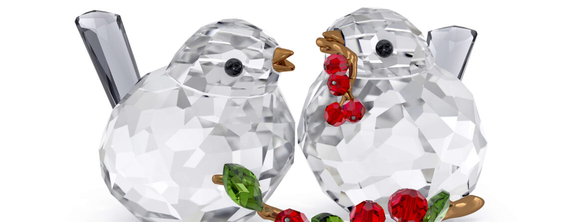 Swarovski kristalna figura Idyllia Par Ptica i Bobice