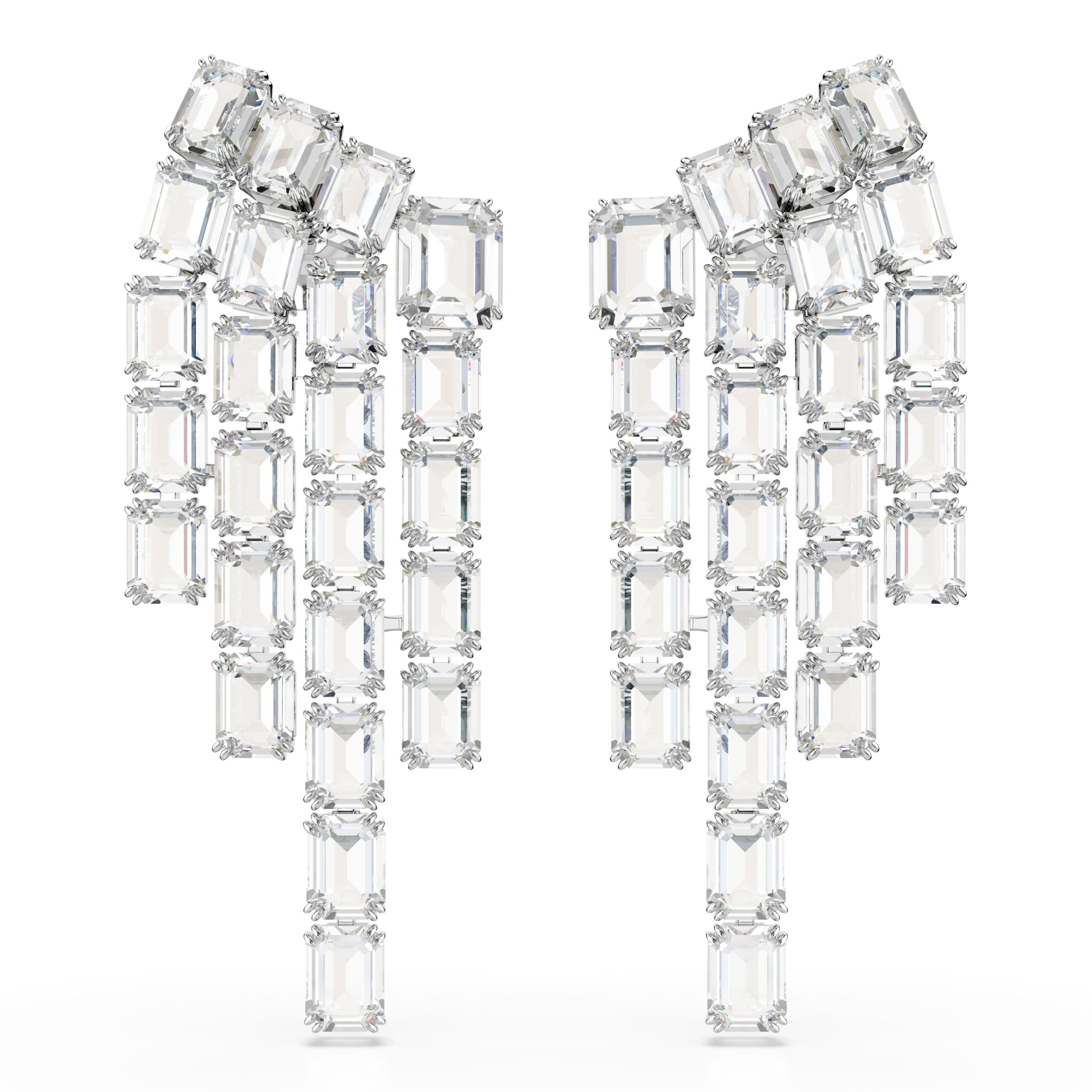 Swarovski Naušnice Millenia Clip, Bijeli ton, Octagon, Chandelier