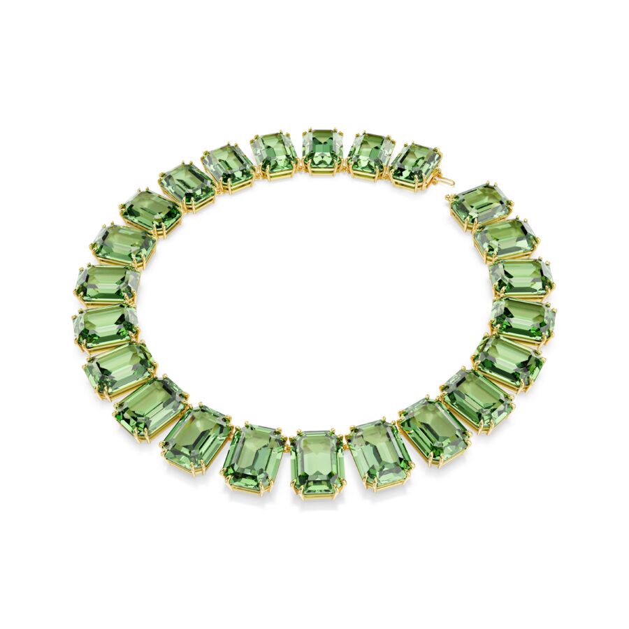 Swarovski ogrlica Millenia Tennis, Zlatni ton, Zelena, Oversized