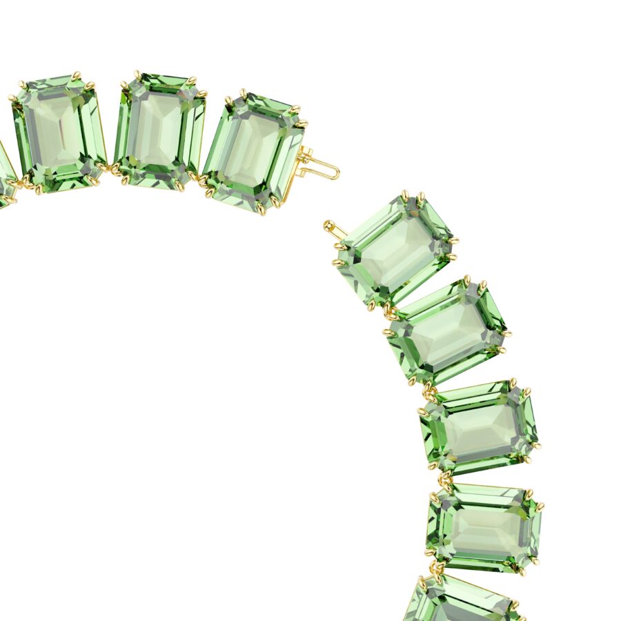 Swarovski ogrlica Millenia Tennis, Zlatni ton, Zelena, Oversized