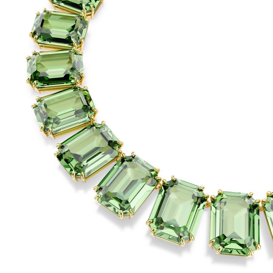 Swarovski ogrlica Millenia Tennis, Zlatni ton, Zelena, Oversized