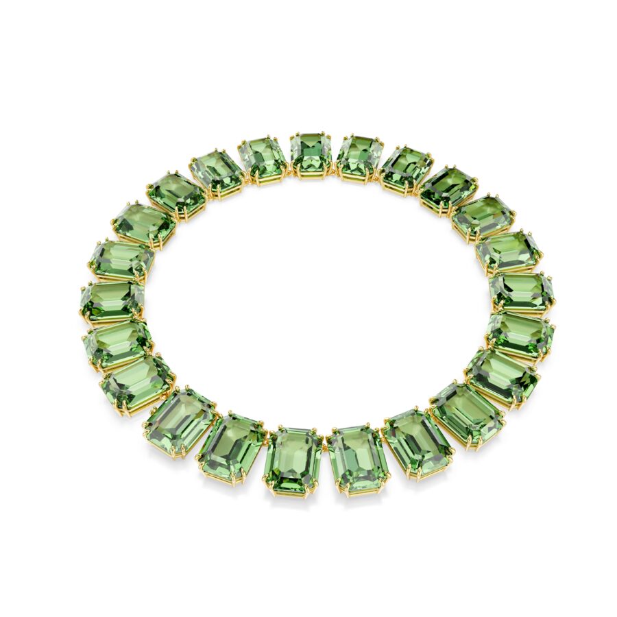 Swarovski ogrlica Millenia Tennis, Zlatni ton, Zelena, Oversized