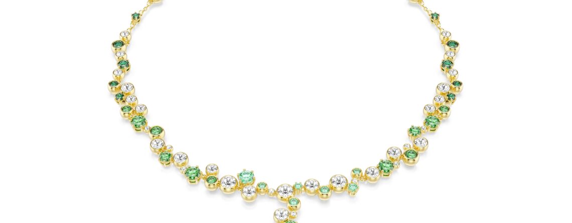 Swarovski ogrlica Constella Y, Zlatni ton, Zelena, Mix