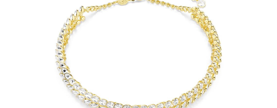 Swarovski ogrlica Idyllia Choker, Zlatni ton, Oval