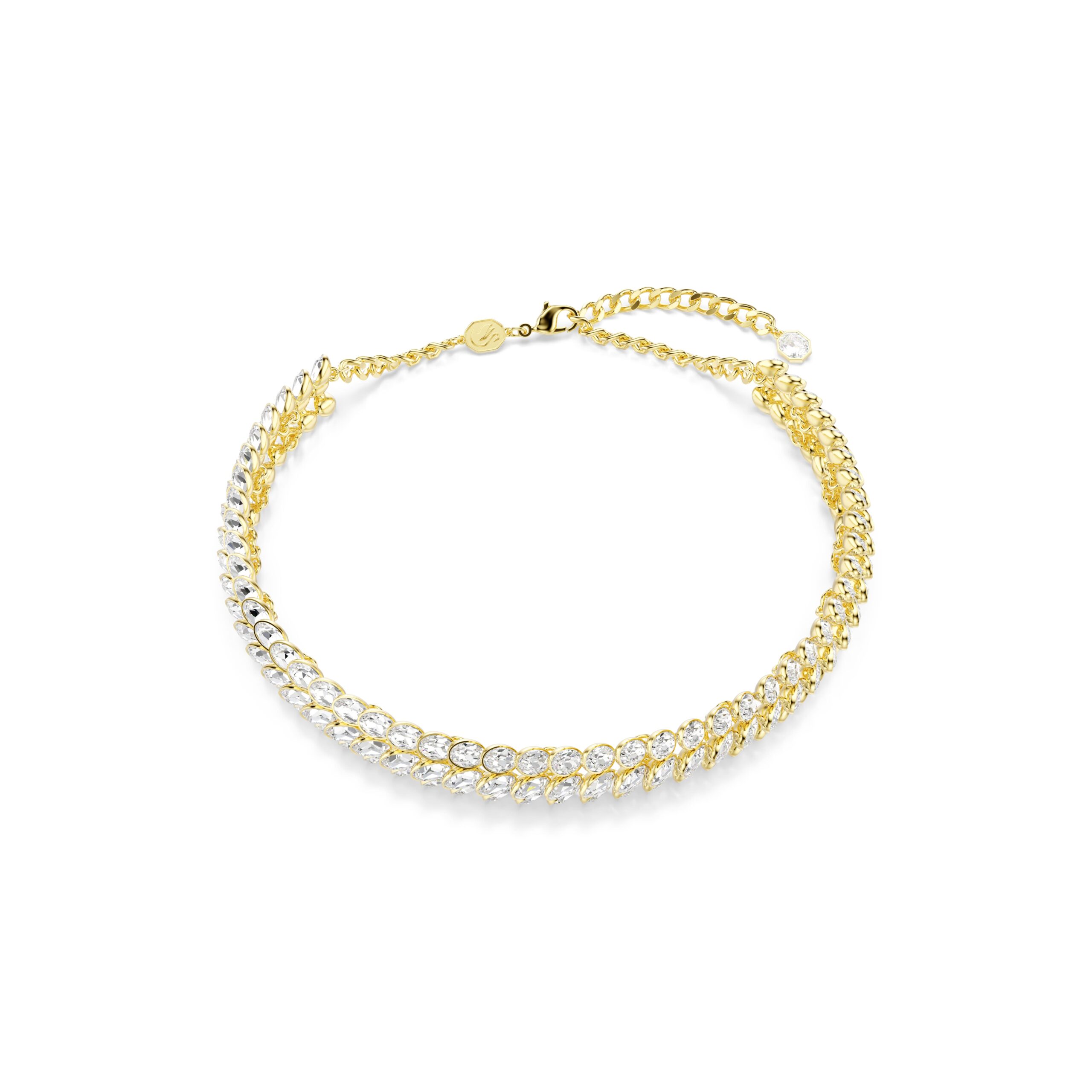 Swarovski ogrlica Idyllia Choker, Zlatni ton, Oval