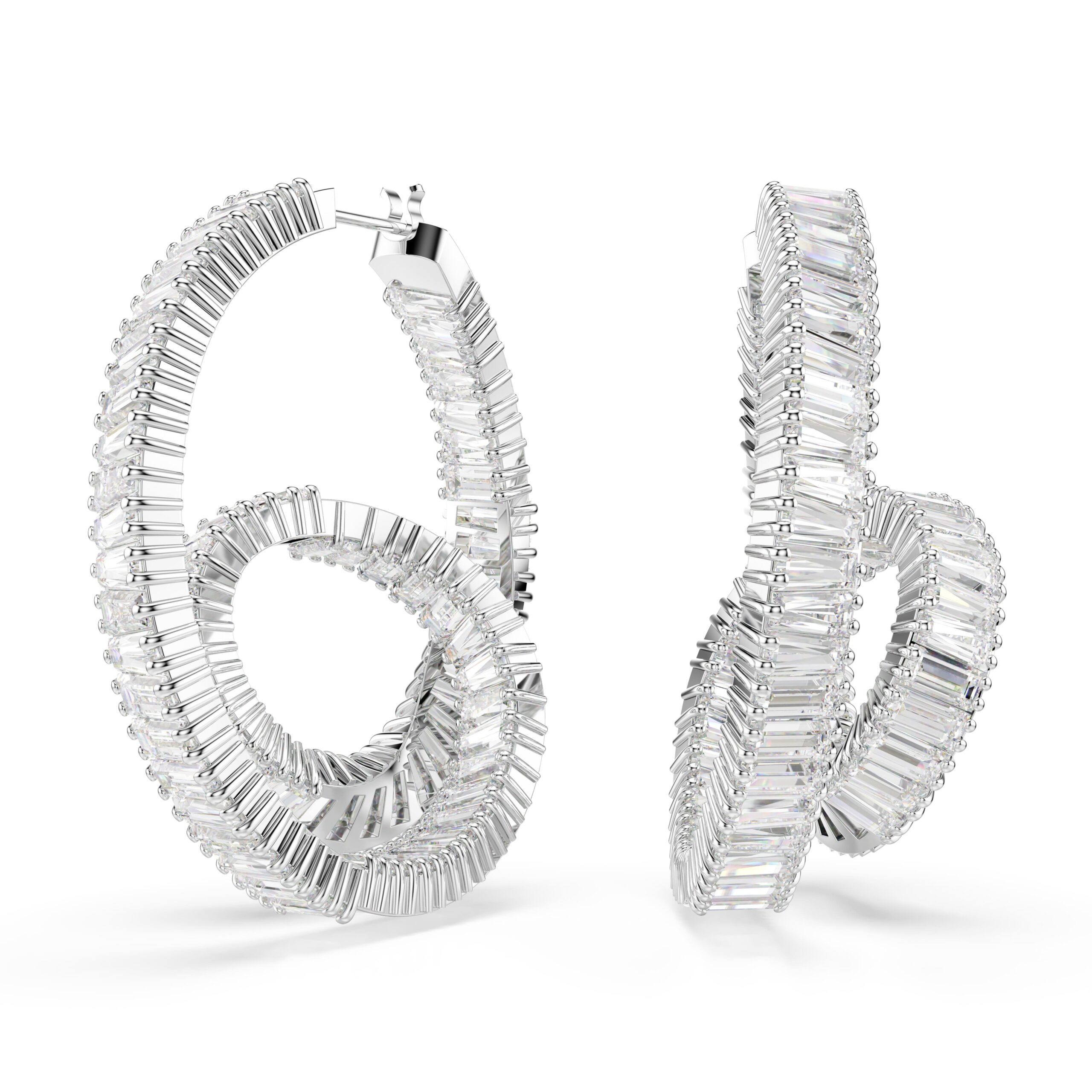 Swarovski Naušnice Matrix Hoop, Bijeli ton, Baguette, Ribbon
