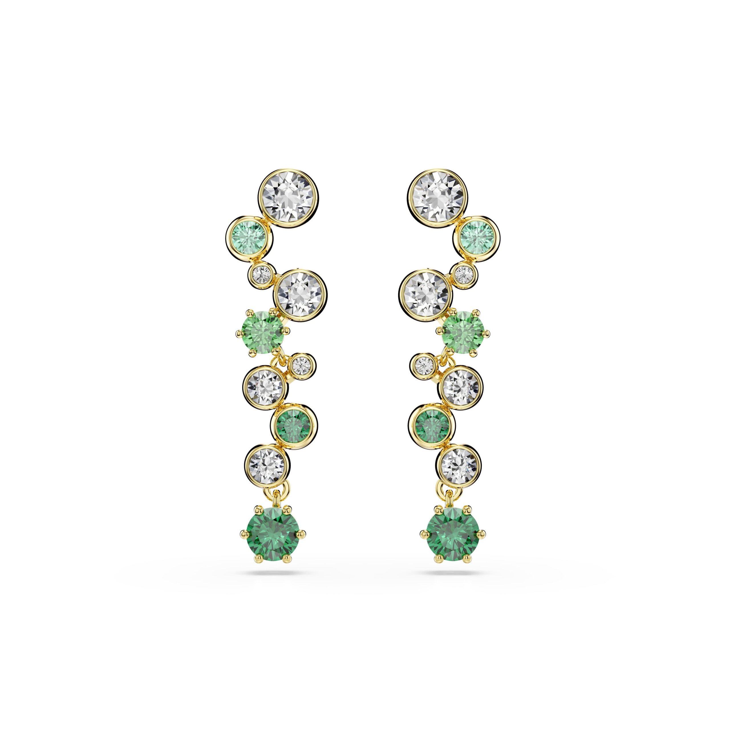 Swarovski Nau&scaron;nice Constella Drop, Zlatni ton, Zelena, Mix
